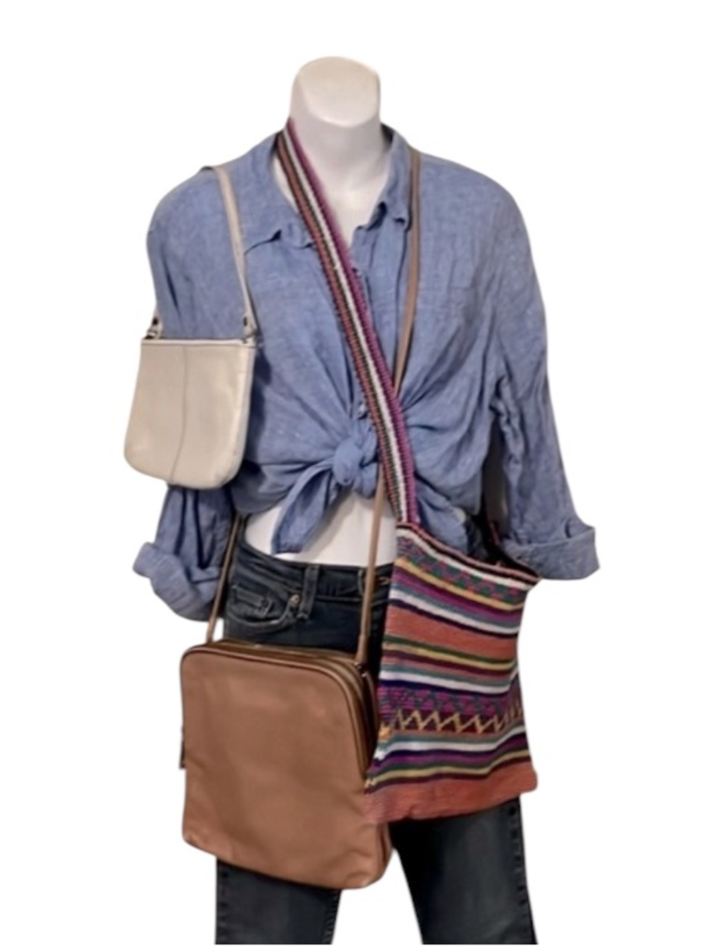 Banana Republic Boho Rug & Tan Leather Bag Gap Off White Leather Wristlet Bundle